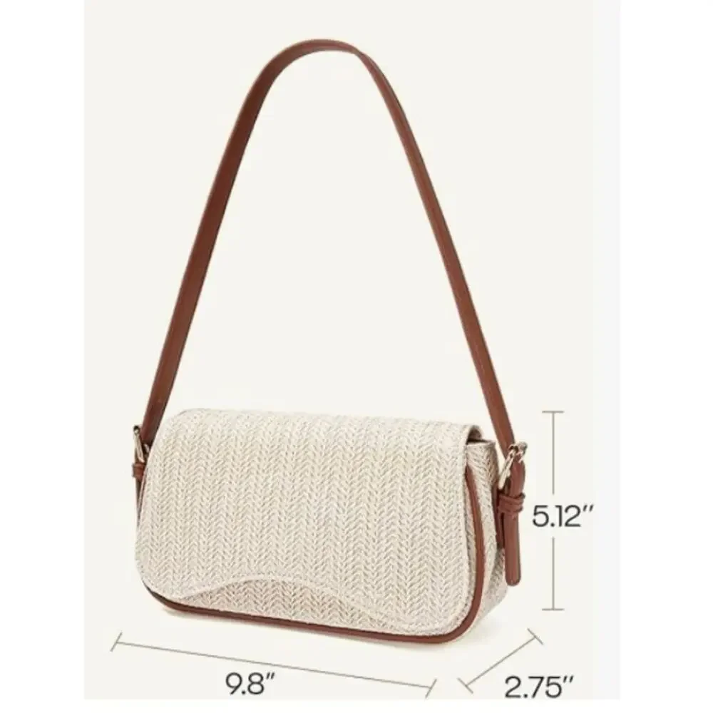 Shoulder Bag Purse, Small Handbags, Mini Clutch Purse, Underarm Crescent- Brown